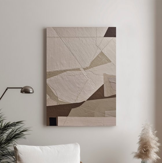 "Bella" Abstract geometric brown beige art