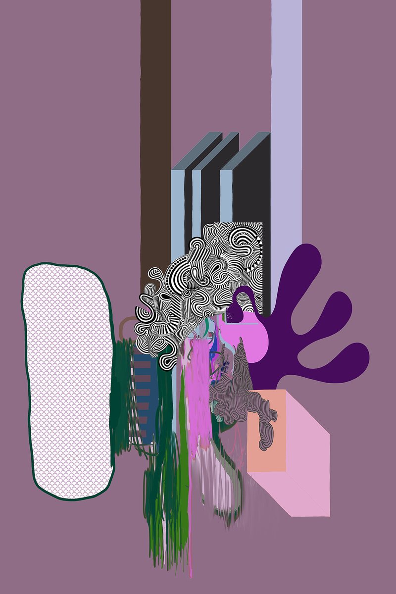 Abstract Still Life Giclee Print By Alasdair Willis, 16 X 23, Plans For Lilac Time, Original Artwork