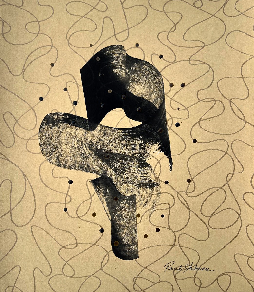 Expressive Abstract Ink Drawing By Randi Antonsen, 15 X 17", Transformer, Original Artwork