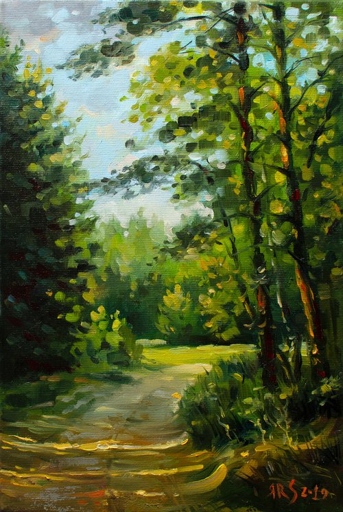 SUMMER LIGHT (Modern Impressionistic Landscape Oil painting, Gift for nature lovers) by Yaroslav Sobol