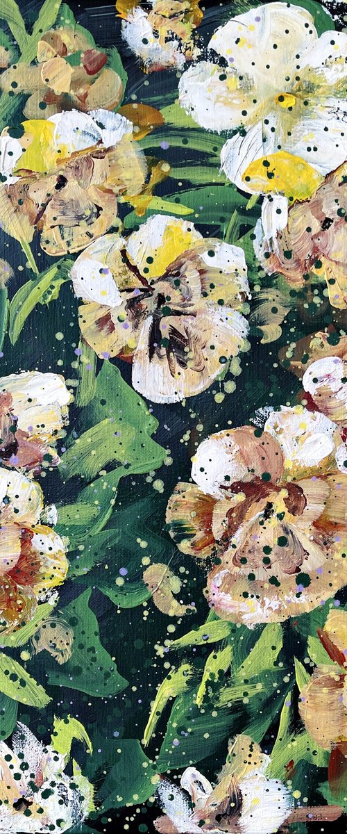 Wild Fairytale Dreams - Pansies Violas Orange and White By HSIN LIN by HSIN LIN