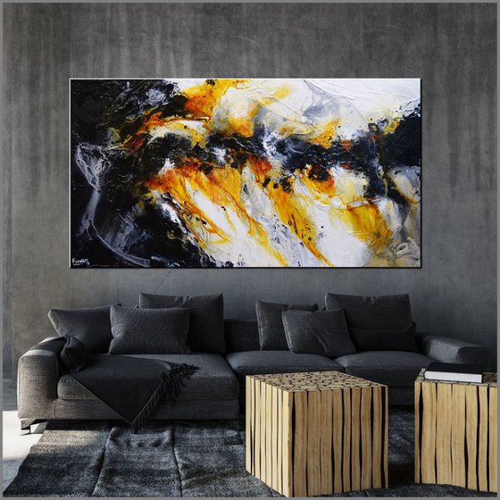 Sienna Candy 190cm x 100cm Black White Sienna Textured Abstract Art