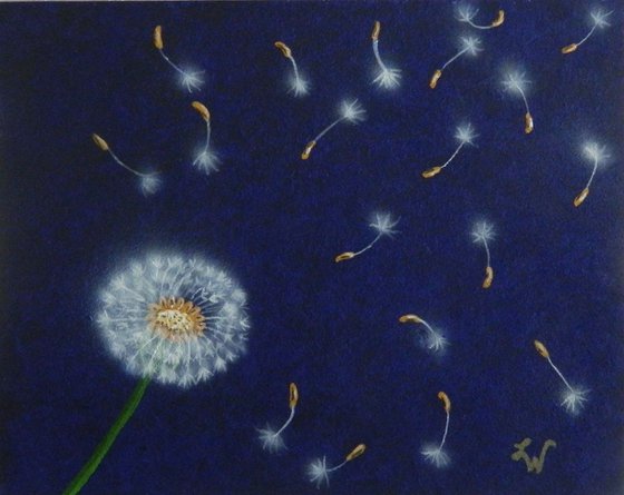 Wishes - dandelion painting; home, office décor