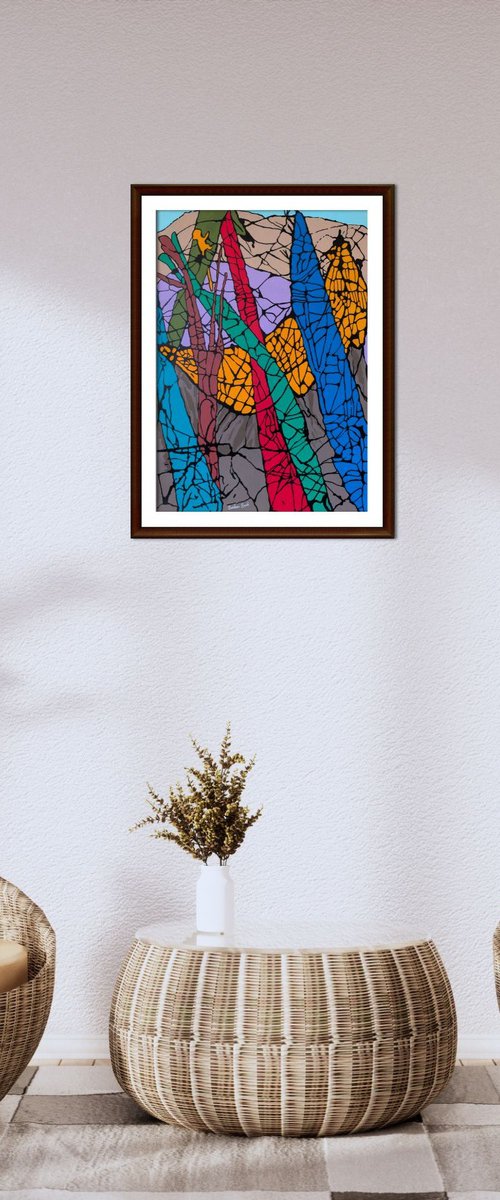 A Curious Sight-Abstract Art Painting by Baldave Bedi