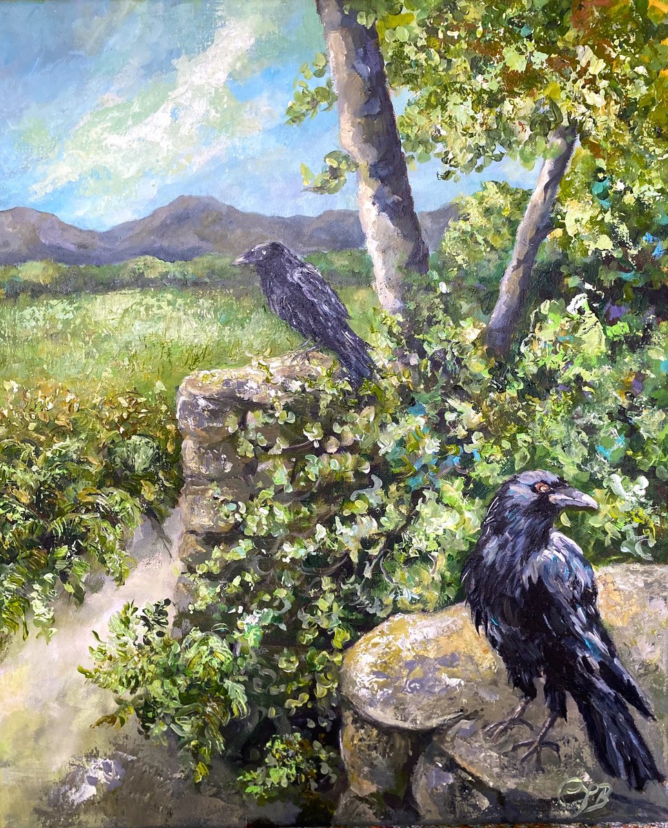 Impressionistic Landscape Acrylic Painting By Colette Baumback, 20 X 24, The Sentinels, Original Artwork