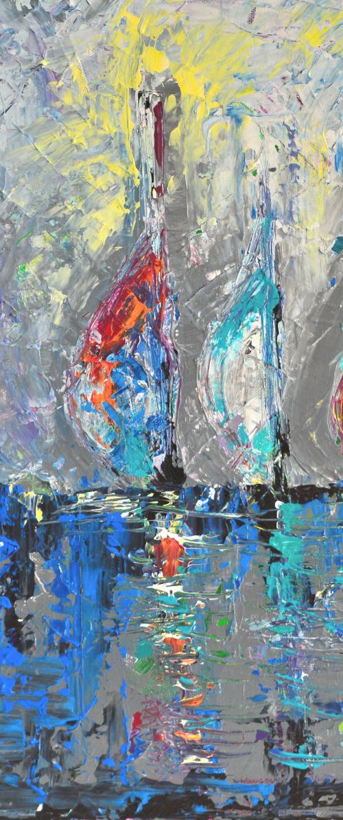 Three Sailboats by Adriana Dziuba