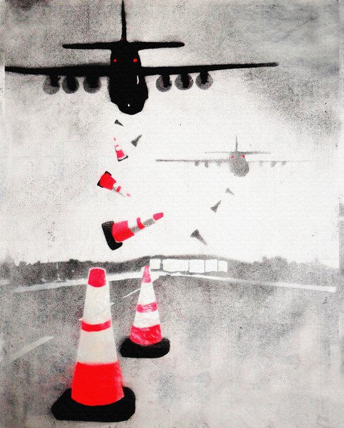 Bollard bombers (on canvas) by Juan Sly