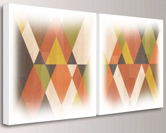 mid century modern art M003 - print on canvas 60x120x4cm - set of 2 canvases