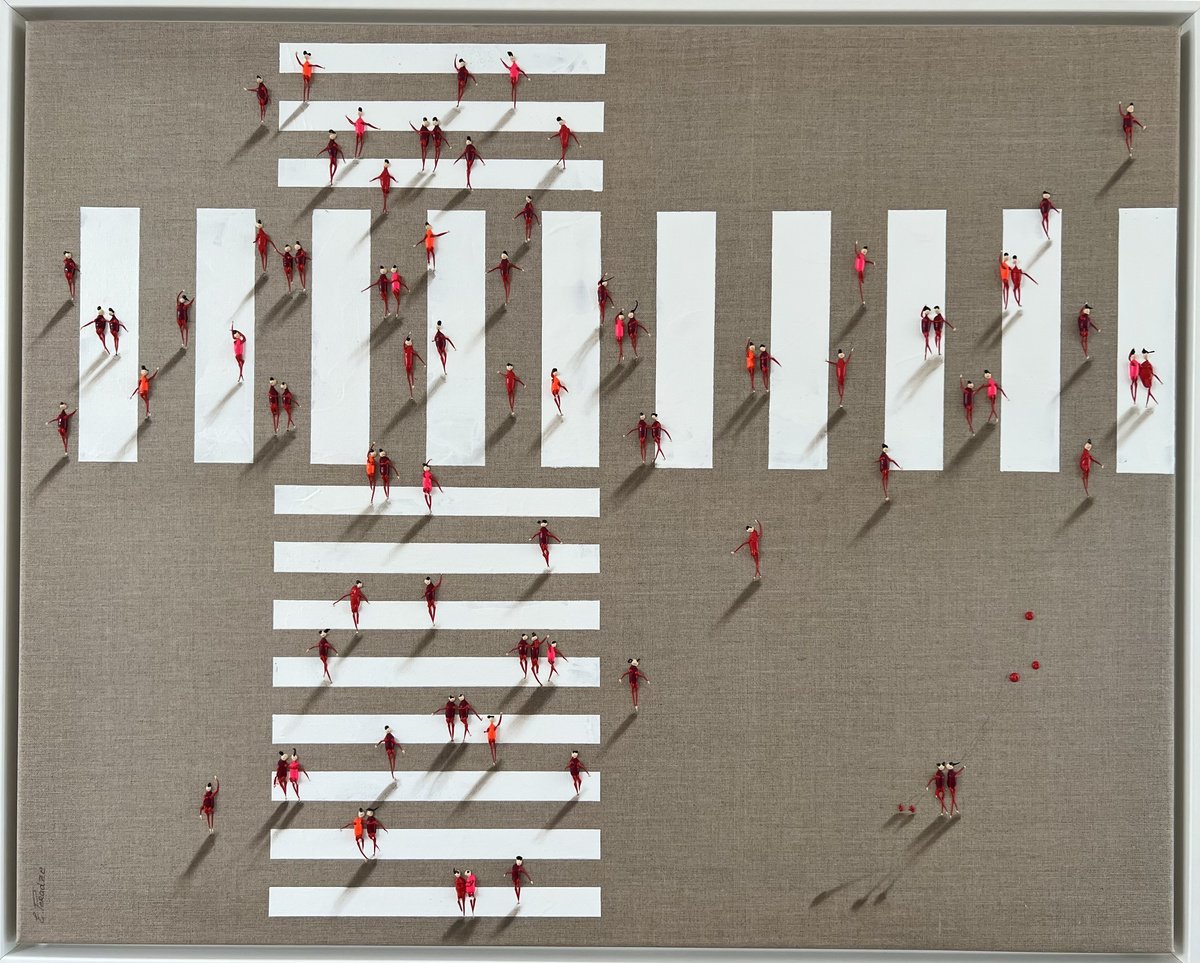 Abstract Portrait Acrylic Painting By Eka Peradze, 41 X 33, Freedom Crosswalk Eka Peradze, Original Artwork