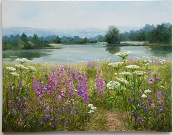 Summer landscape Oil painting