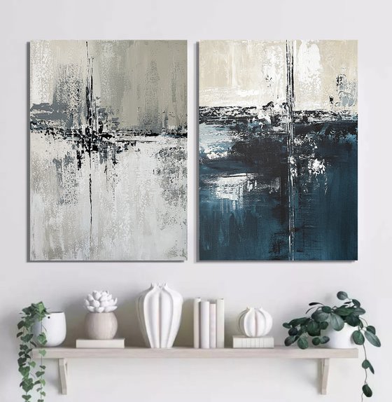 Shades of Indigo diptych set