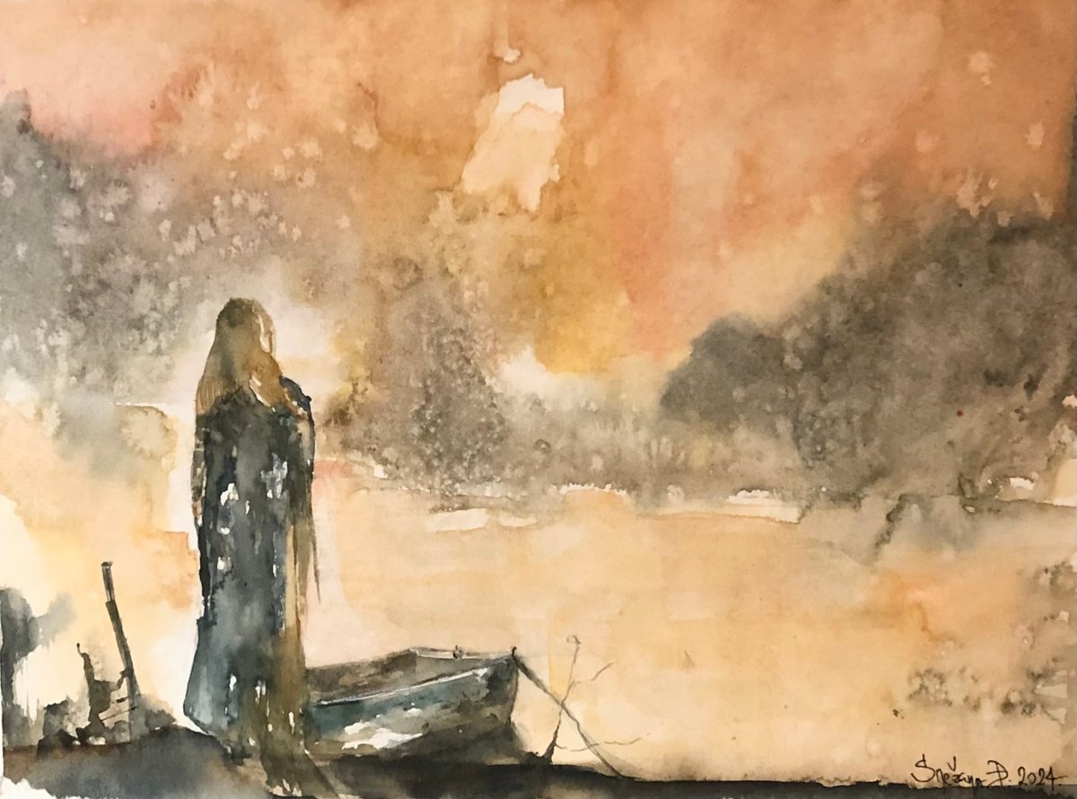 Impressionistic Portrait Watercolour By Snezana Djordjevic, 11 X 8", The Light Of The Soul, Original Artwork