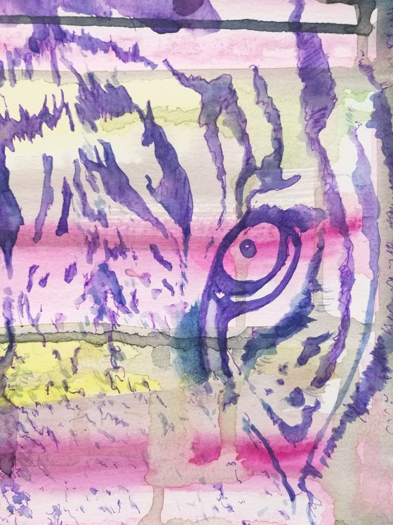 Tiger. ( watercolour on paper) Free Shipping