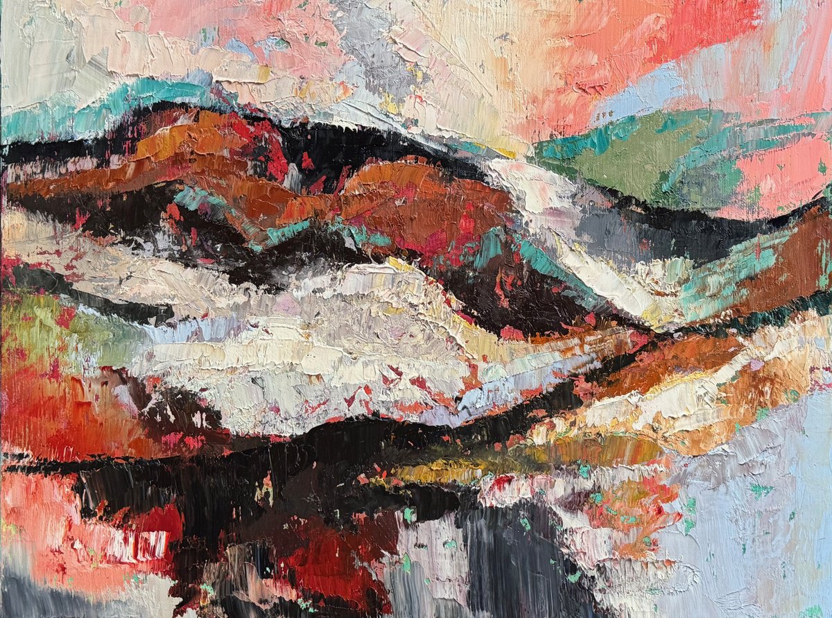 Organic Abstract Oil Painting By Lola Jovan, 16 X 12", Bewilderment, Original Artwork