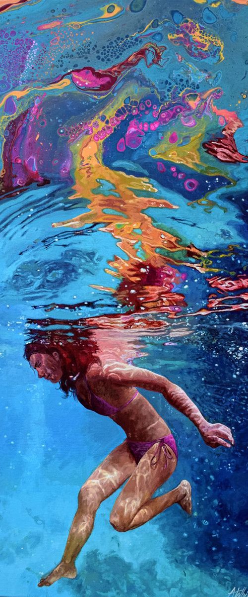 Underwater Painting - Chasing Rainbows II by Abi Whitlock