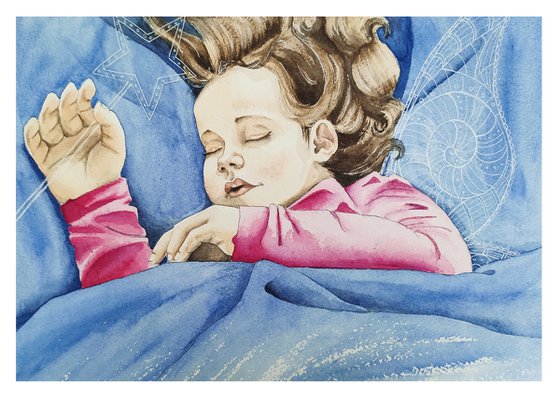 Sweet dreams #2... Mixed-media painting on paper. Original artwork by Svetlana Vorobyeva
