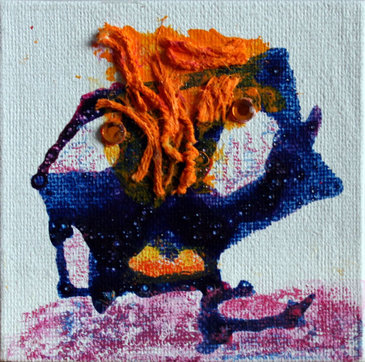 Expressive Abstract Collage By Salana Art / Svetlana Samovarova, 3 X 3", Mixy 3, Original Artwork