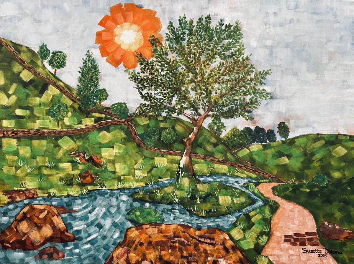 Impressionistic Landscape Acrylic Painting By Suzette Datema, 40 X 30", Beautiful Yorkshire Dales, Original Artwork