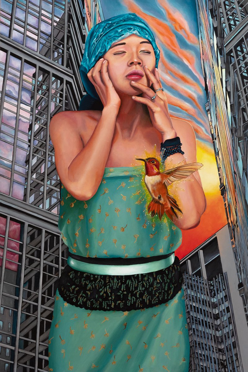 Surrealistic Portrait Acrylic Painting By Saskia Huitema, 17 X 24", Reverie, Original Artwork