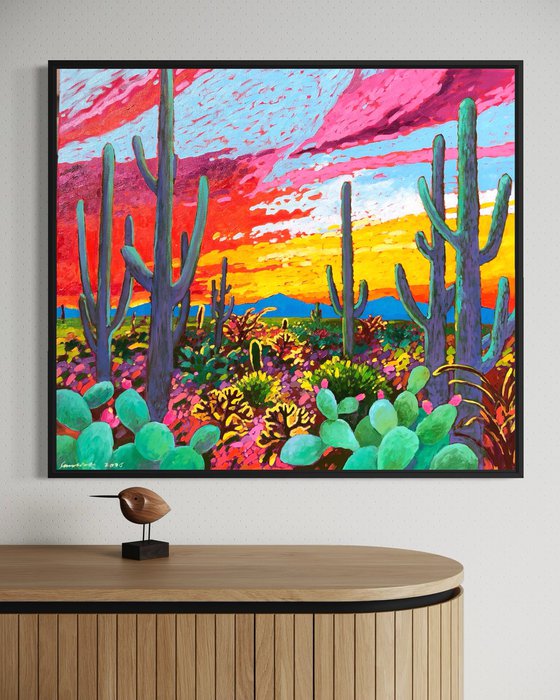 Colourful desert. Sunset