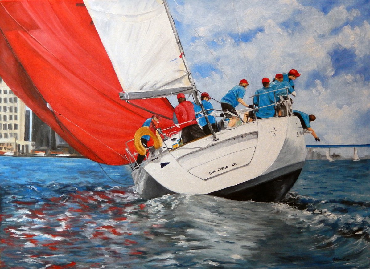 Beam Reach - Sailing - Sailboat by Katrina Case