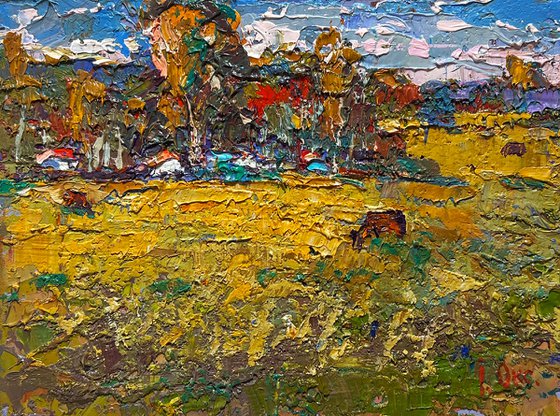 On the yellow autumn meadows
