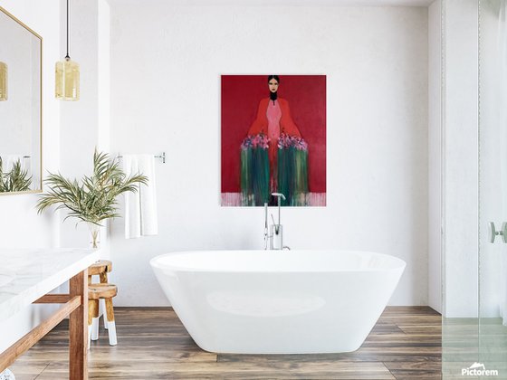 Girl with Flowers II (Red)