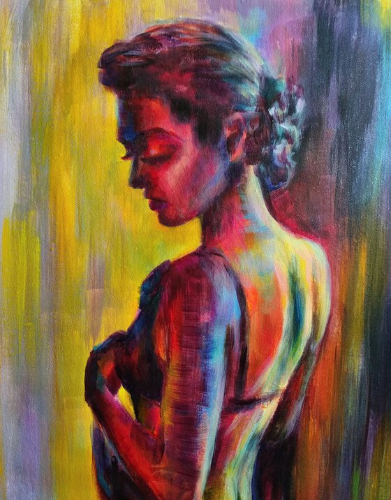 Nostalgia Woman Portrait Acrylic Expressionism