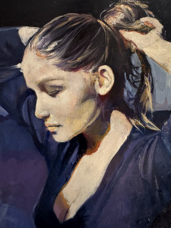 Tying back long hair