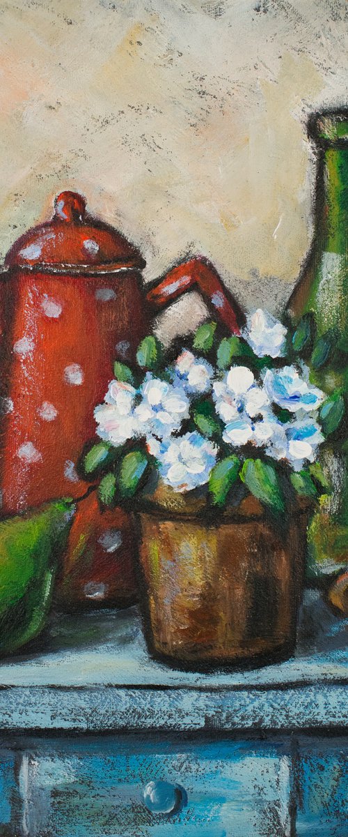 Still life with dotty teapot by Catherine Varadi