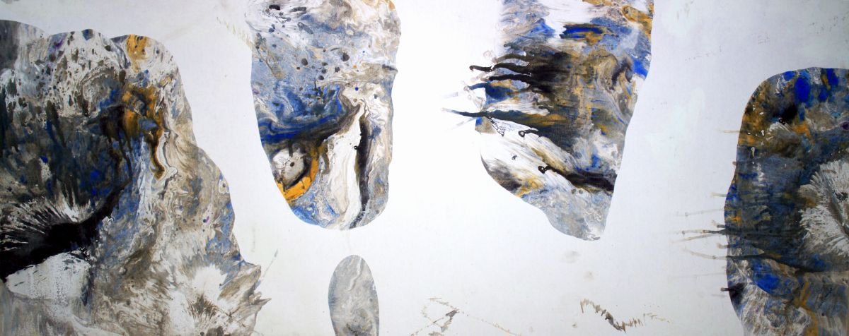 Expressive Abstract Oil Painting By Florina Breazu, 32 X 13, Universe Iv, Original Artwork