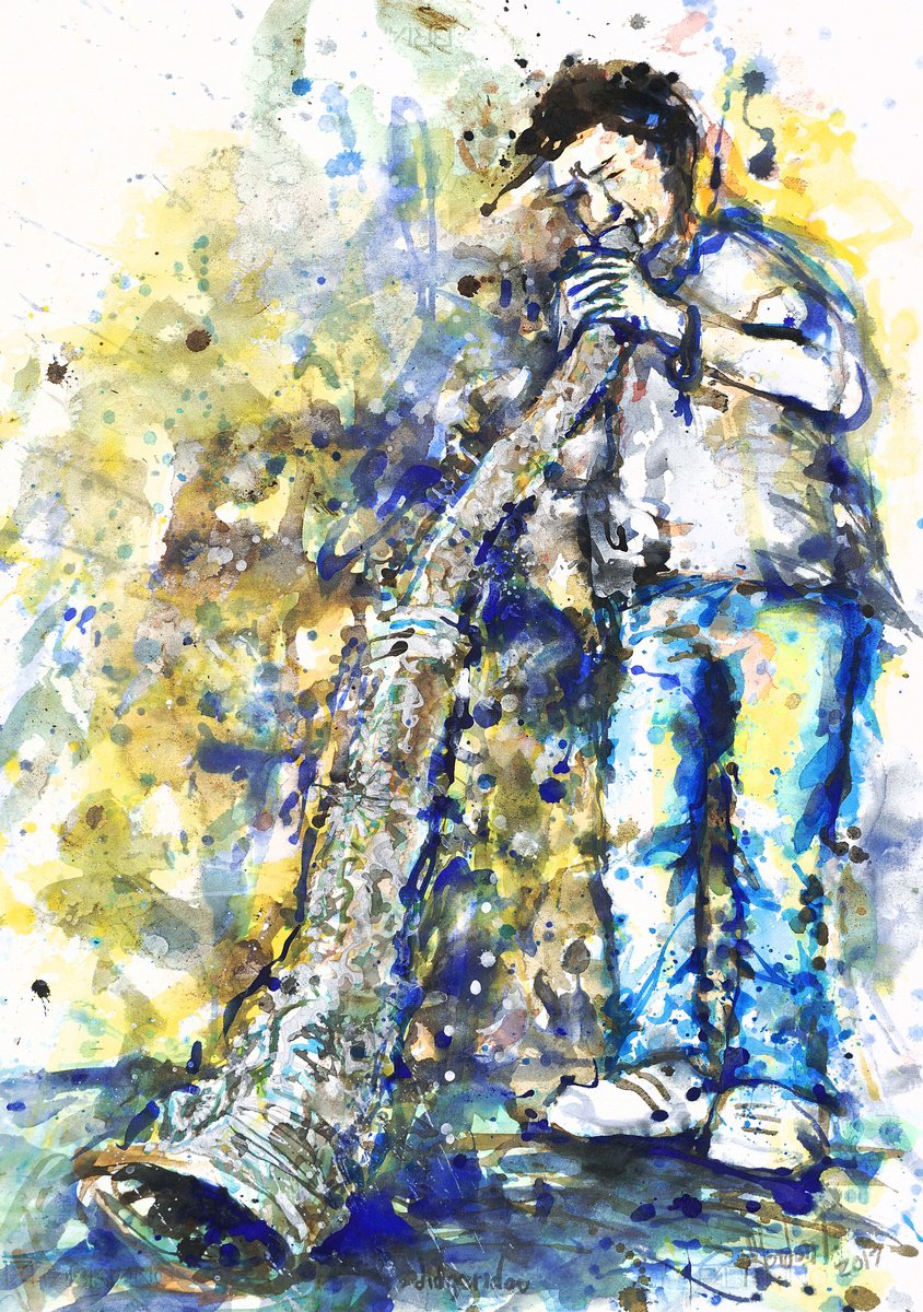 Didgeridoo By Gordon T., 19 X 28, Artwork For Sale On Artfinder