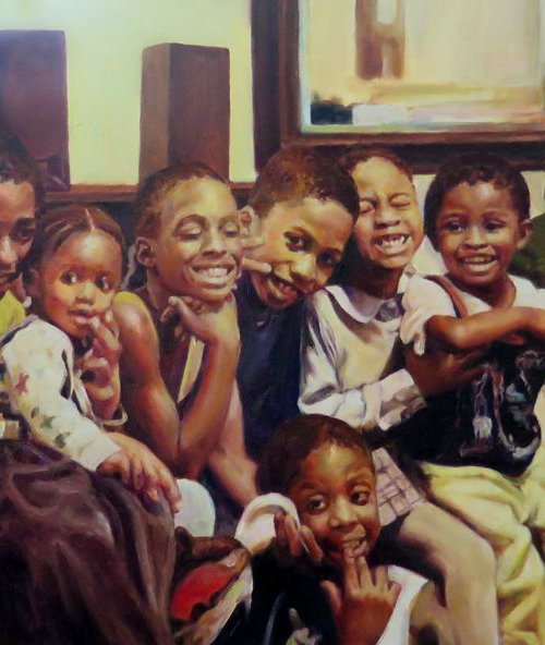 Commission Protrait of Lisa's Children and Relative by QI Debrah