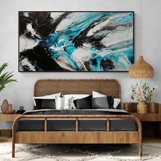 Southern Nero 190cm x 100cm Textured Abstract Art