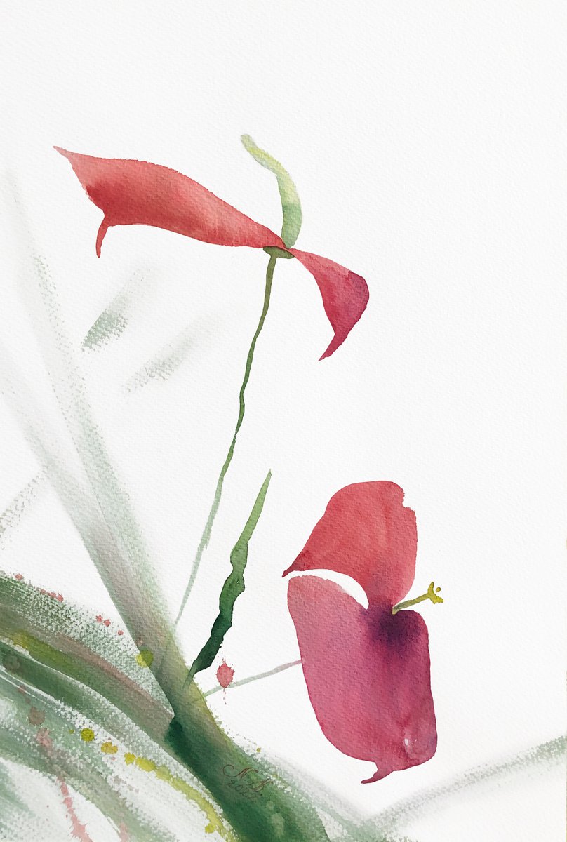 Expressive Watercolour , Trust. Floral Shades. By Nataliia Kupchyk, 15 X 22, Artwork For Sale On Artfinder