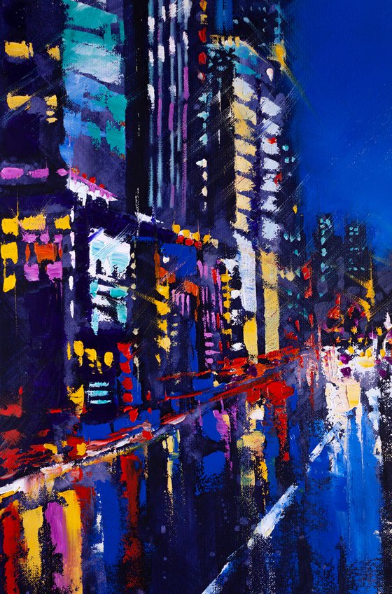 ABSTRACT CITYSCAPE ," Night city lights"