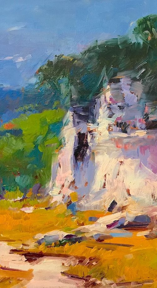 Vibrant Noon, Landscape oil painting, One of a kind, Signed, Handmade artwork by Vahe Yeremyan