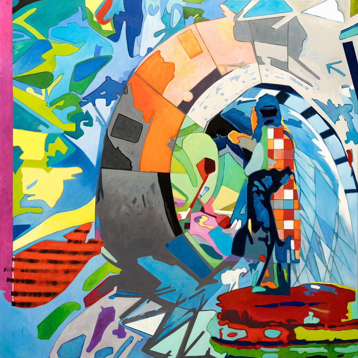 Urban And Pop Portrait Oil Painting By Uwe Fehrmann, 47 X 47", The Final Frontier, No. 2, Original Artwork