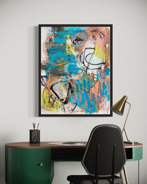 Don't Look Back - Colorful energetic contemporary abstract art painting