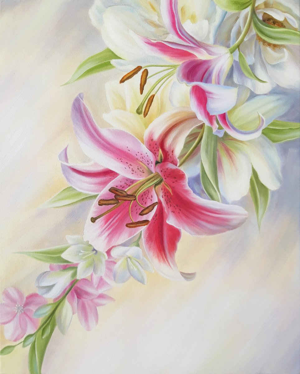 Poetry of flowers, lilies painting by Anna Steshenko