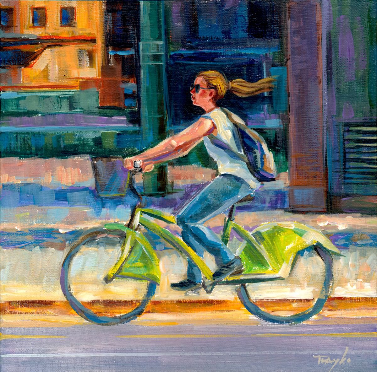 Impressionistic Portrait Acrylic Painting By Trayko Popov, 12 X 12", Good Morning Smile - 30X30 Cm, Original Artwork