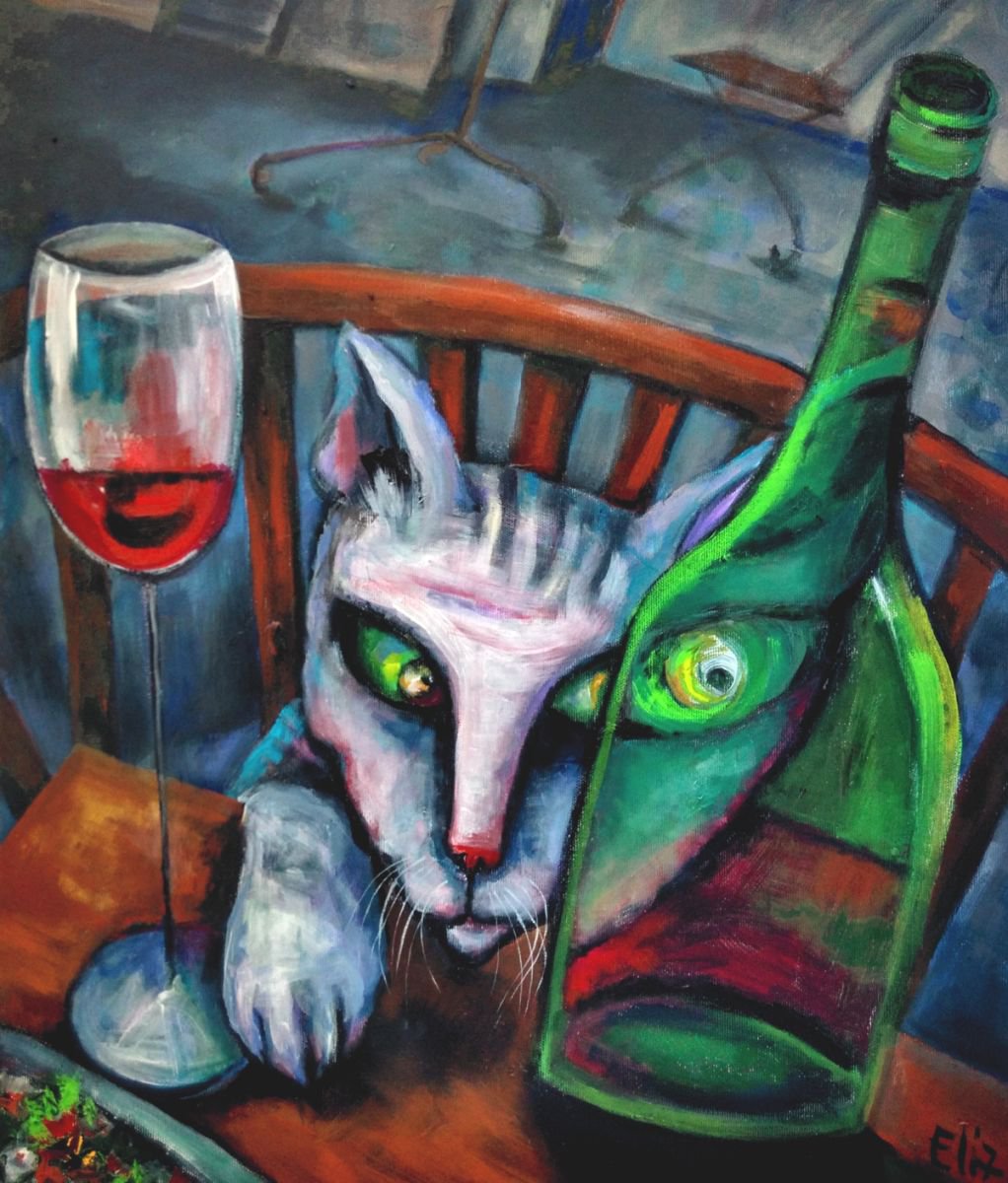 Expressive Animal Acrylic Painting By Elisheva Nesis, 20 X 24, Interloper, Original Artwork