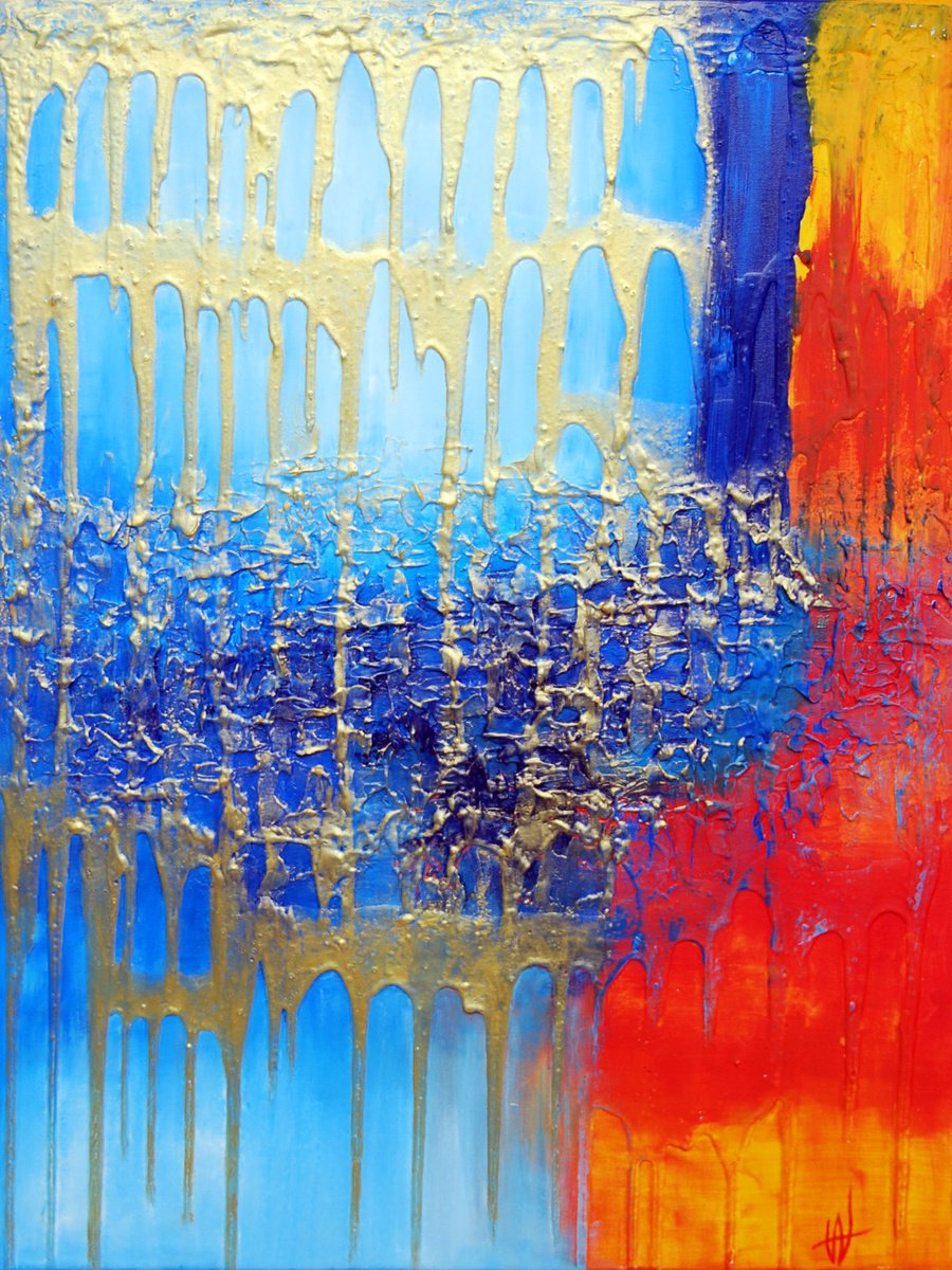 Organic Abstract Acrylic Painting By Vanada Abstract Art, 24 X 31", Climbing The Sky, Original Artwork