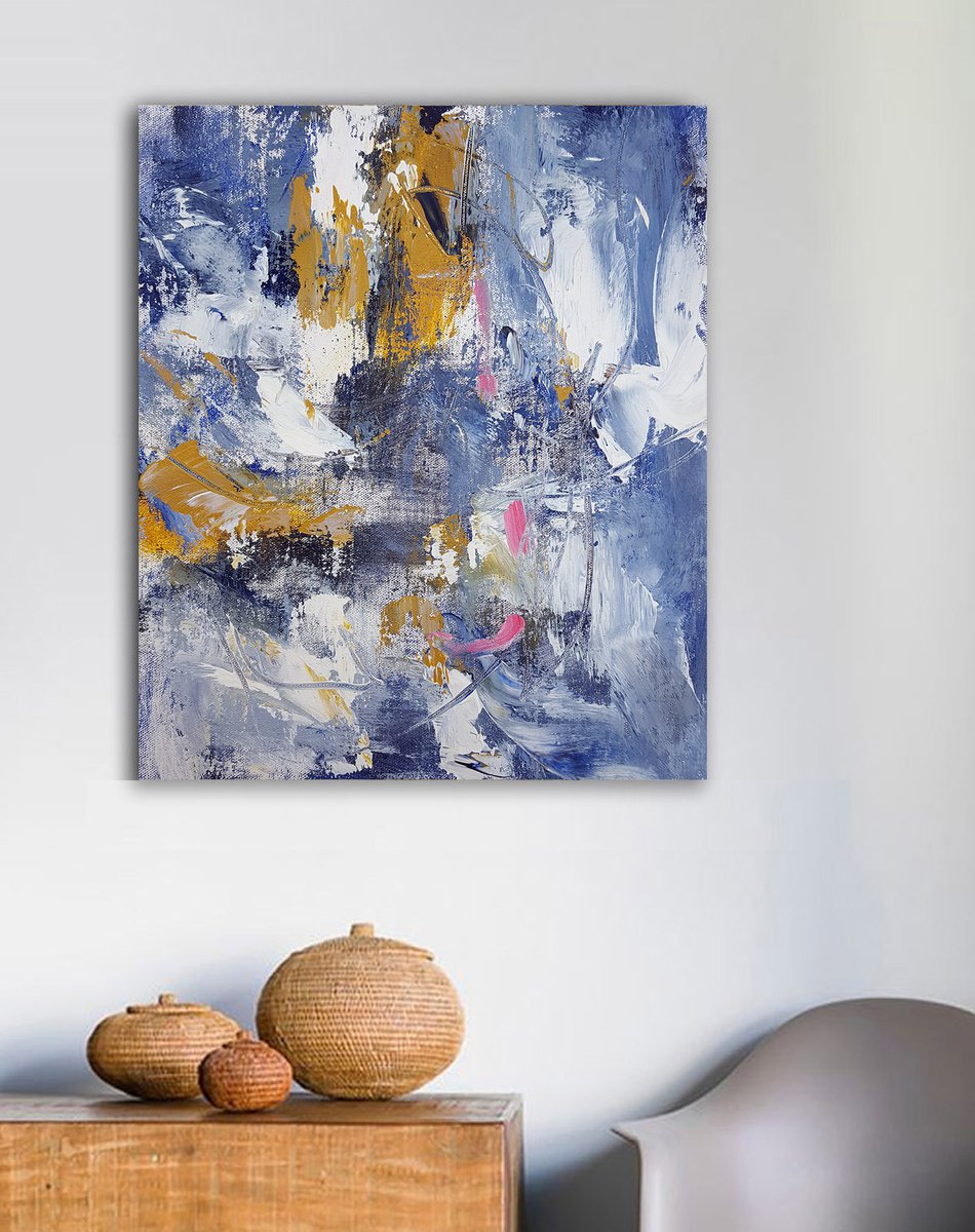 Abstract Oil Painting By Hugh Abernethy, 13 X 15, Rerere, Original Artwork