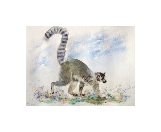 Lemur II - Animal portrait /  ORIGINAL PAINTING