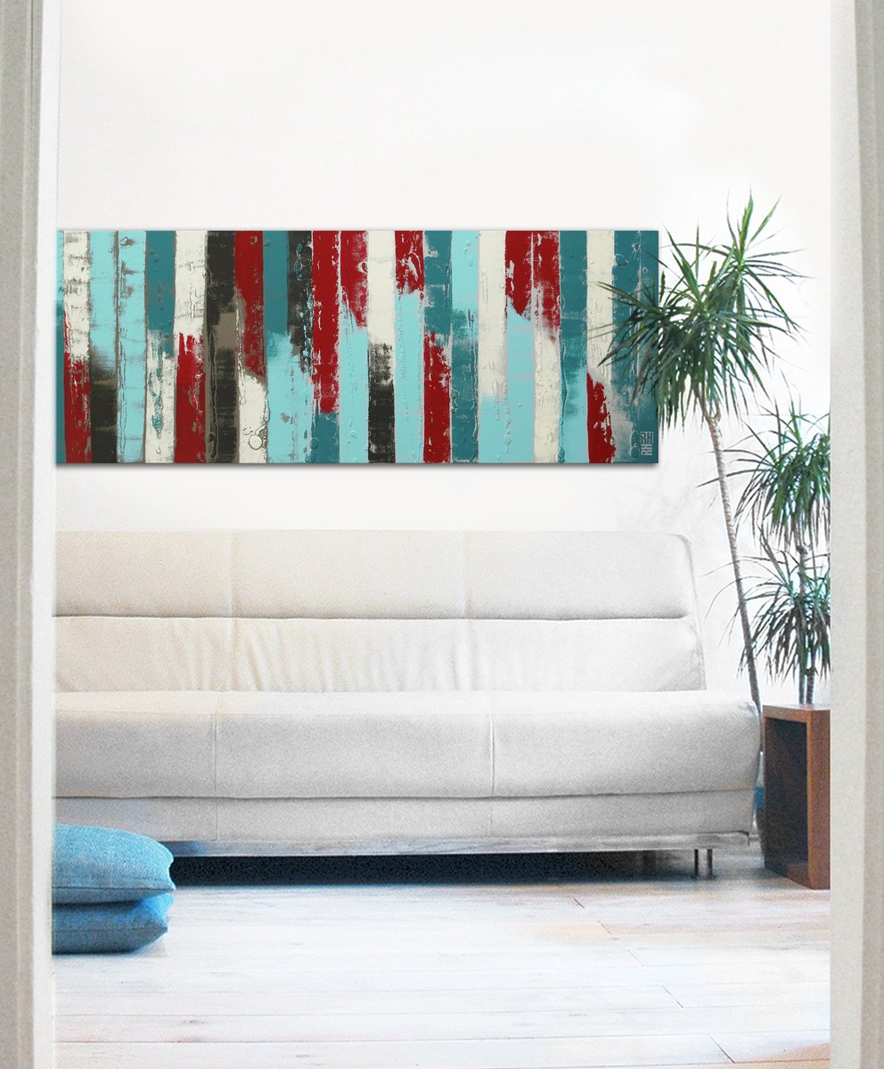 Blue Paneled Landscape By Ronald Hunter, 59 X 20, Artwork For Sale On Artfinder