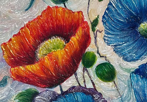 Poppy Dream in Blue and Red