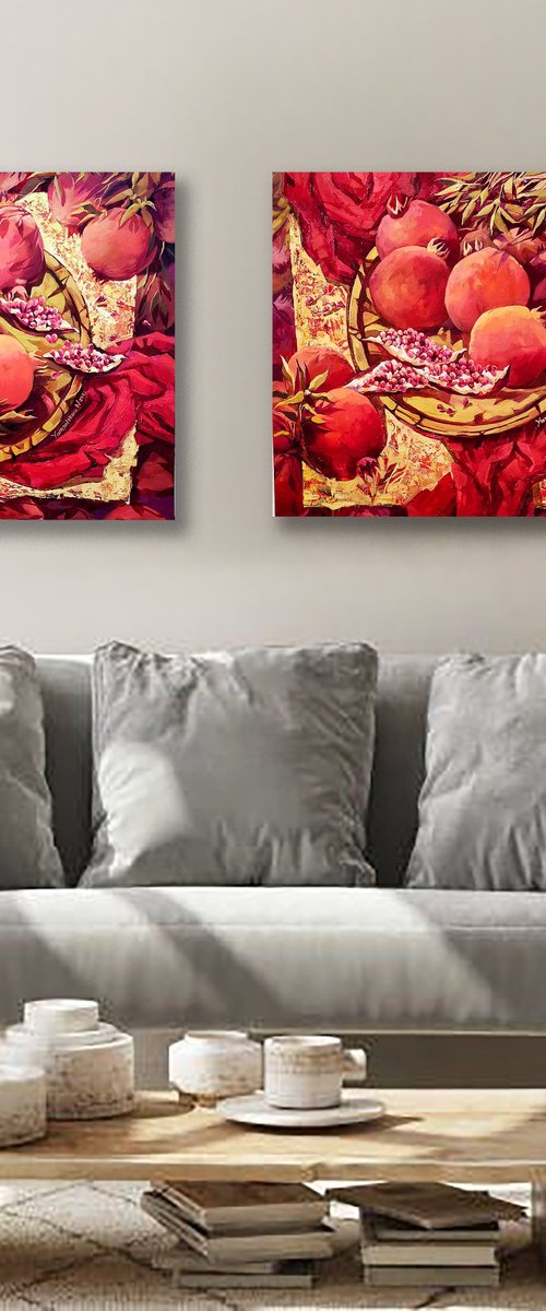 Happiness on a Plate. diptych by Natalia Yampolskaia