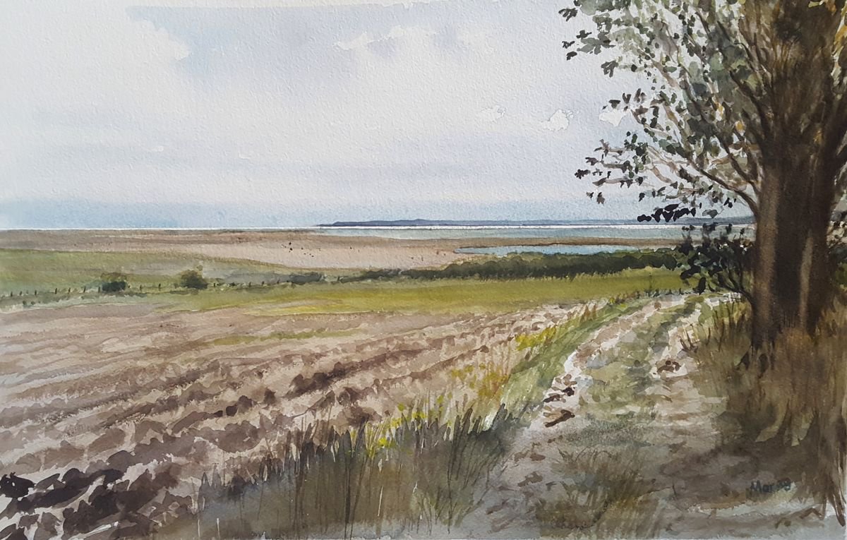 Impressionistic Landscape Watercolour By Morag Paul, 28 X 20", The Track To The Bay, Original Artwork