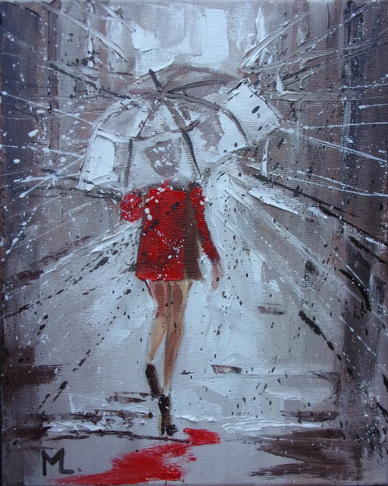 " CHOICES "   street spring summer original painting CITY palette knife GIFT